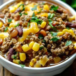 Delicious slow cooker cowboy casserole served in a bowl