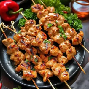 Delicious Bang Bang Chicken Skewers with spicy sauce and grilled perfection