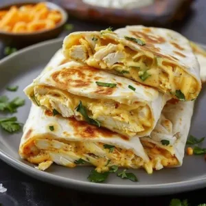 Cheesy garlic chicken wraps served with fresh toppings