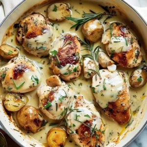 Creamy Herb Chicken dish garnished with fresh herbs and served on a plate
