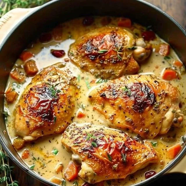 Delicious Easy Crockpot Marry Me Chicken recipe served with a garnish.
