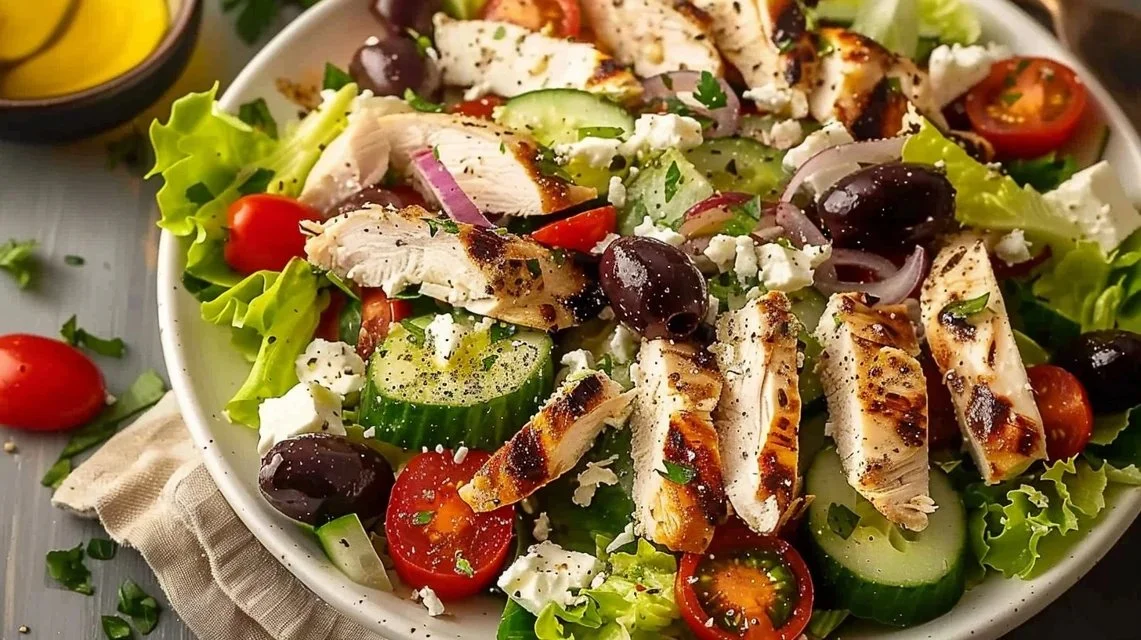 Easy Greek Salad with Chicken