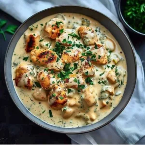 Tasty and juicy garlic chicken breast bites on a plate