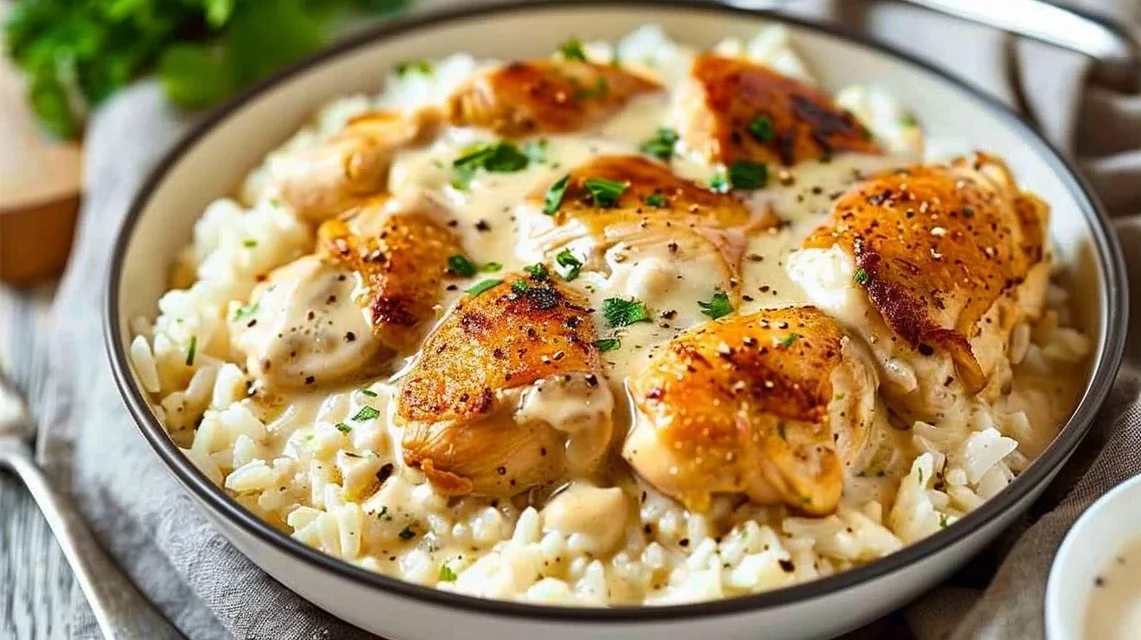 Creamy Smothered Chicken and Rice
