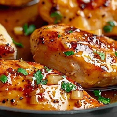 Honey Garlic Chicken Breasts served with vegetables on a plate