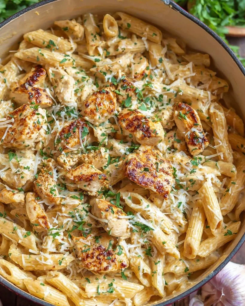 One Pot Creamy Parmesan Chicken Pasta