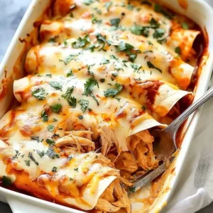 Shredded chicken enchiladas covered in cheesy sour cream sauce