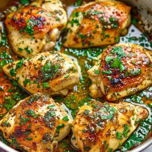 Delicious simple garlic butter chicken served on a plate