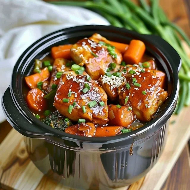 Slow Cooker Honey Garlic Chicken And Veggies