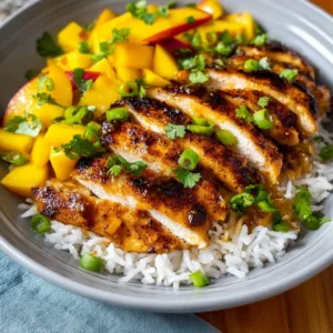 Asian Mango Glazed Chicken Twists with a sweet mango glaze and herbs