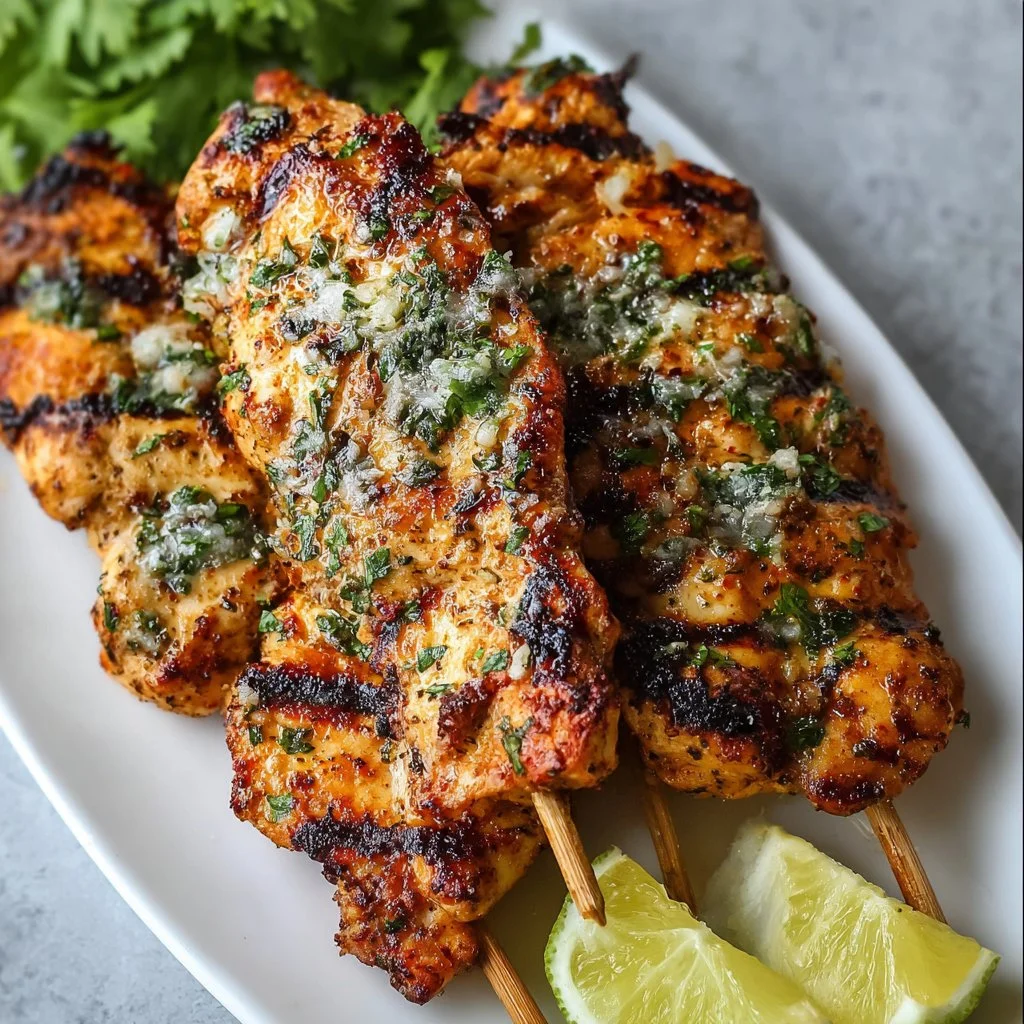 Chili Lime Grilled Chicken garnished with cilantro on a plate
