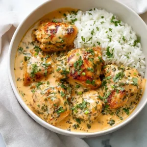 Coconut Lime Chicken dish garnished with lime and fresh herbs