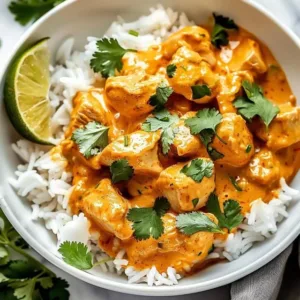 Easy coconut chicken rice bowl with vibrant vegetables and creamy coconut sauce.