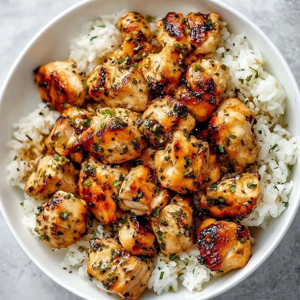 Delicious garlic butter chicken bites ready to serve