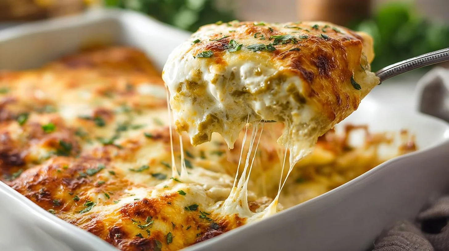 Easy Green Chile Chicken Enchiladas with Creamy Cheese Sauce