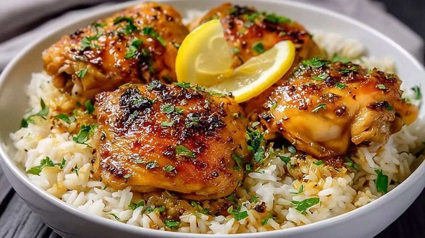 Easy Lemon Chicken Thighs and Rice