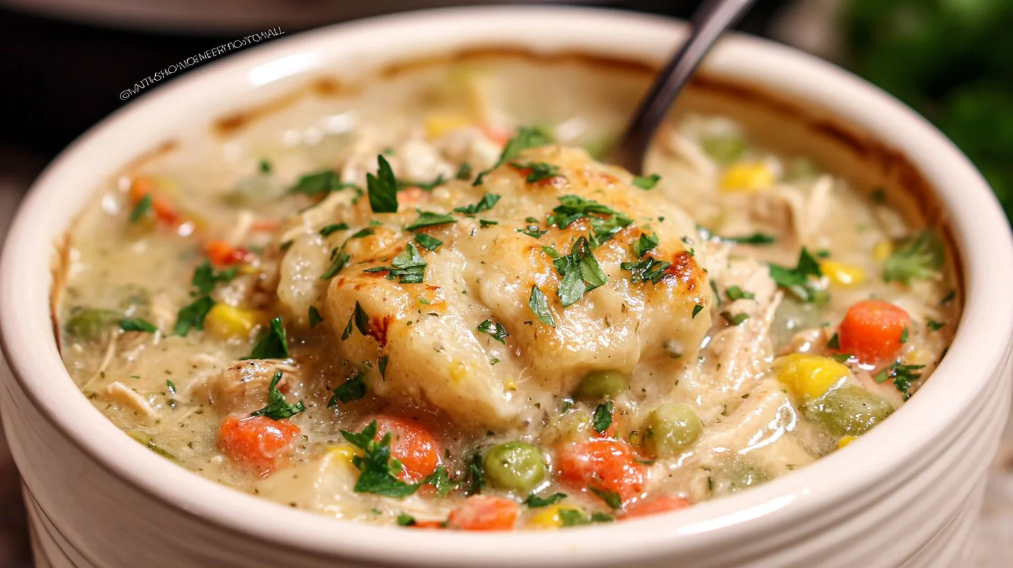 Slow Cooker Dump and Go Chicken Pot Pie Soup