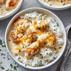 Delicious smothered chicken served over fluffy rice in a savory sauce