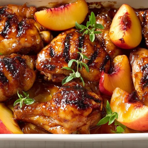Sticky Grilled Chicken with Peach Glaze
