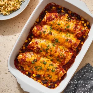 Delicious baked salsa chicken dish ready to serve from the oven
