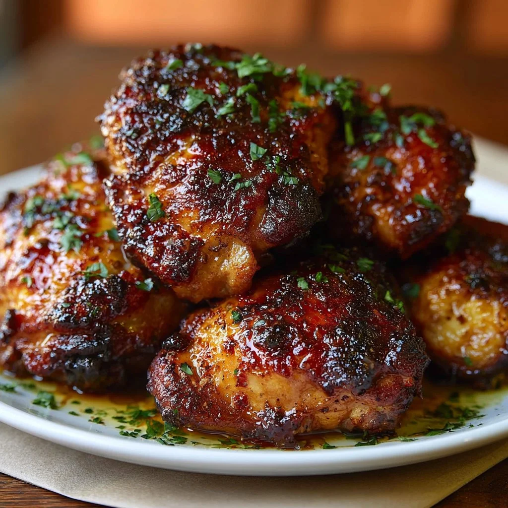Delicious boneless chicken thigh cooked with vegetables and spices