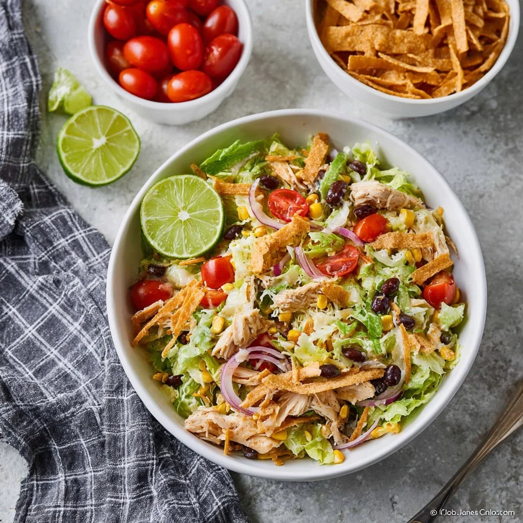 Delicious Chicken Taco Salad with fresh vegetables and chicken