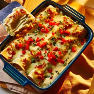Delicious creamy chicken enchiladas served on a plate