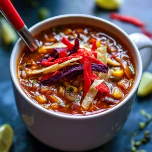 A bowl of creamy Dairy Free Chicken Tortilla Soup topped with avocado and cilantro.