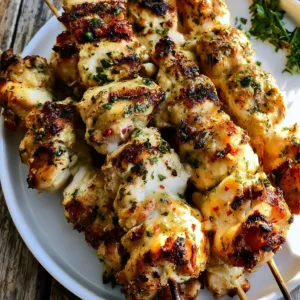 Easy Garlic Parmesan Chicken Kebabs grilled to perfection