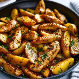Delicious Garlic Butter Chicken served with roasted potatoes