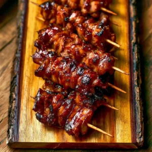 Genius grilled Thai chicken skewers ready to serve with dipping sauce