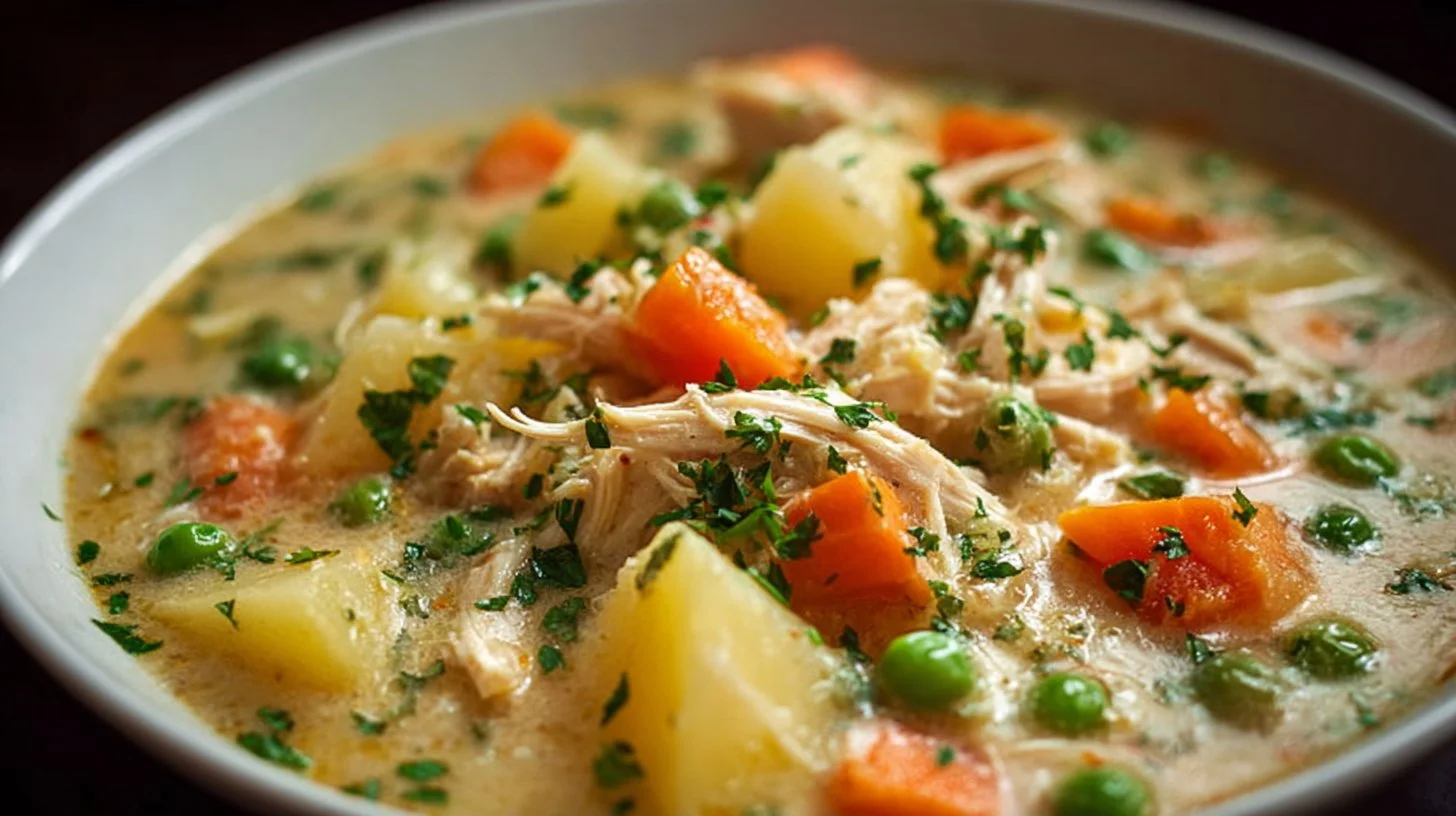 High Protein Chicken Pot Pie Soup