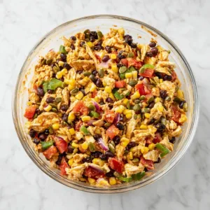 Quick Southwest Chicken Salad with colorful ingredients and fresh toppings