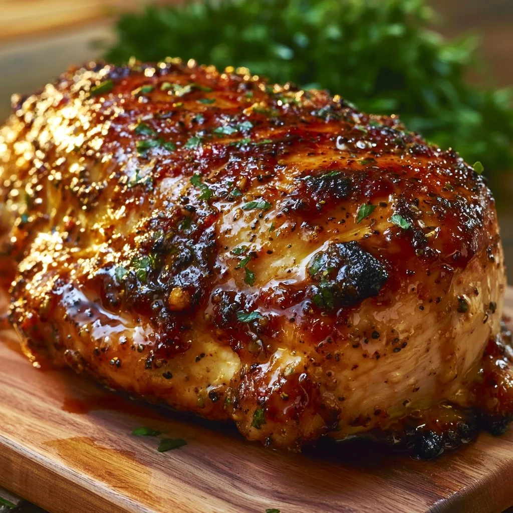 Savory grilled protein-marinated chicken breast served on a plate