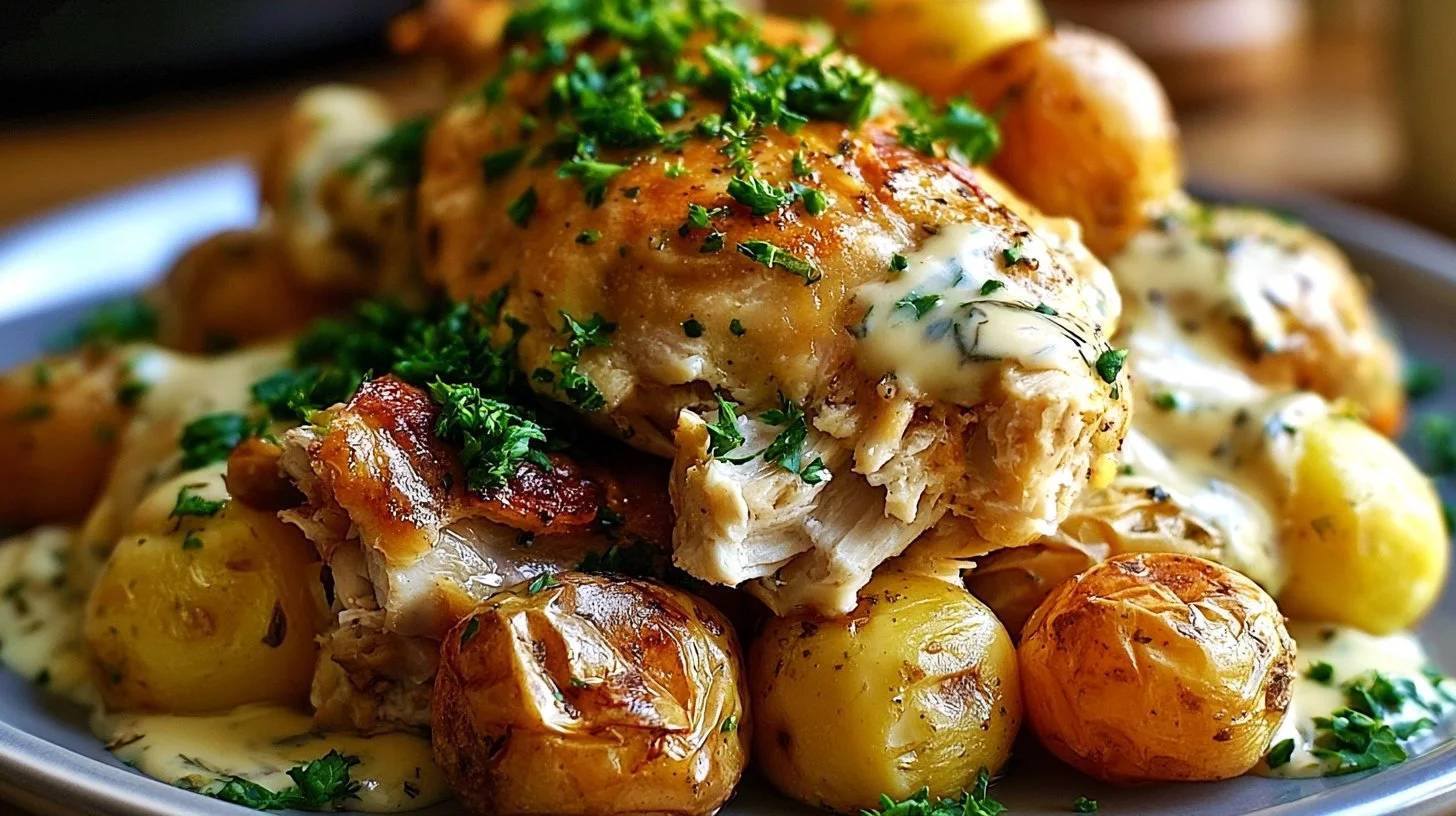 Slow Cooker Cheesy Ranch Chicken and Potatoes