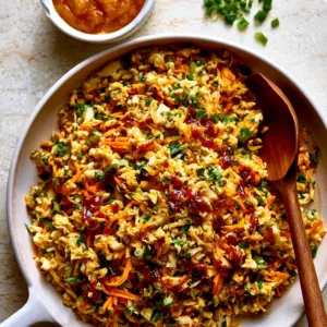 Thai Chicken and Cabbage Skillet dish served in a skillet