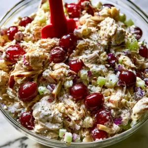 Bowl of the best classic chicken salad with fresh ingredients