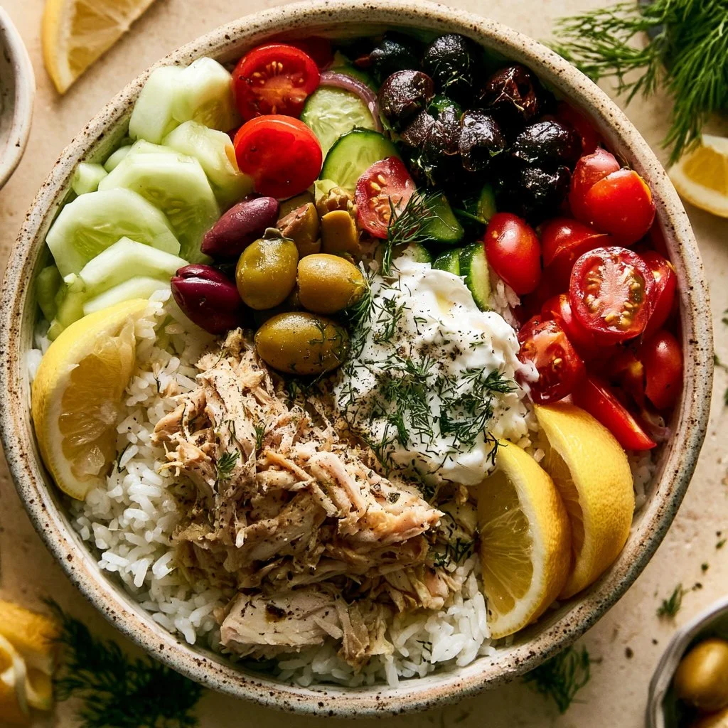 Delicious slow cooker Greek chicken served with olives and herbs