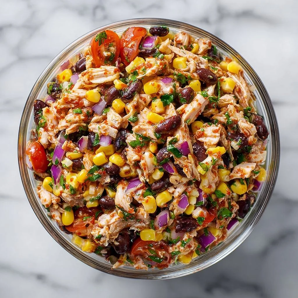 Zesty Southwest Chicken Salad with fresh vegetables and grilled chicken.