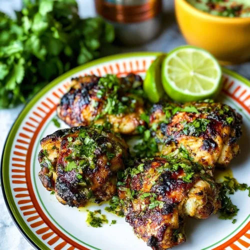 Delicious cilantro lime chicken thighs served with fresh garnishes