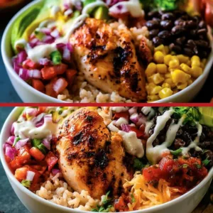Easy chicken burrito bowls with fresh ingredients and vibrant flavors.