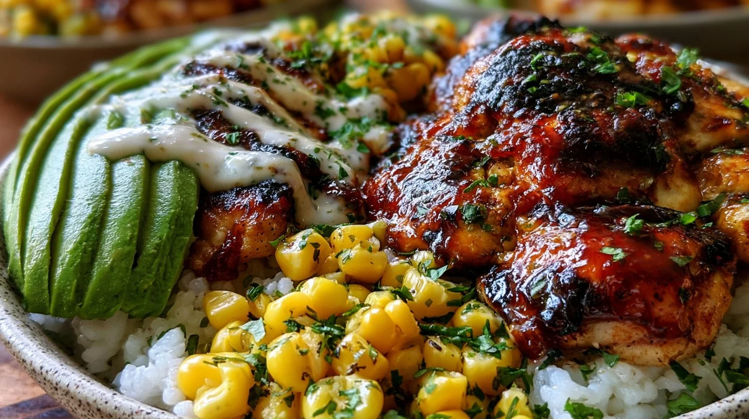 Easy Summer Meal Prep Grilled Chicken Bowls with Avocado and Corn