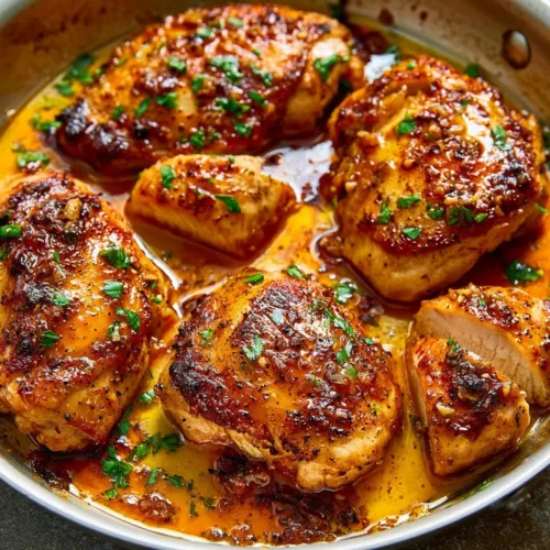 Delicious Garlic Butter Chicken served with herbs and spices