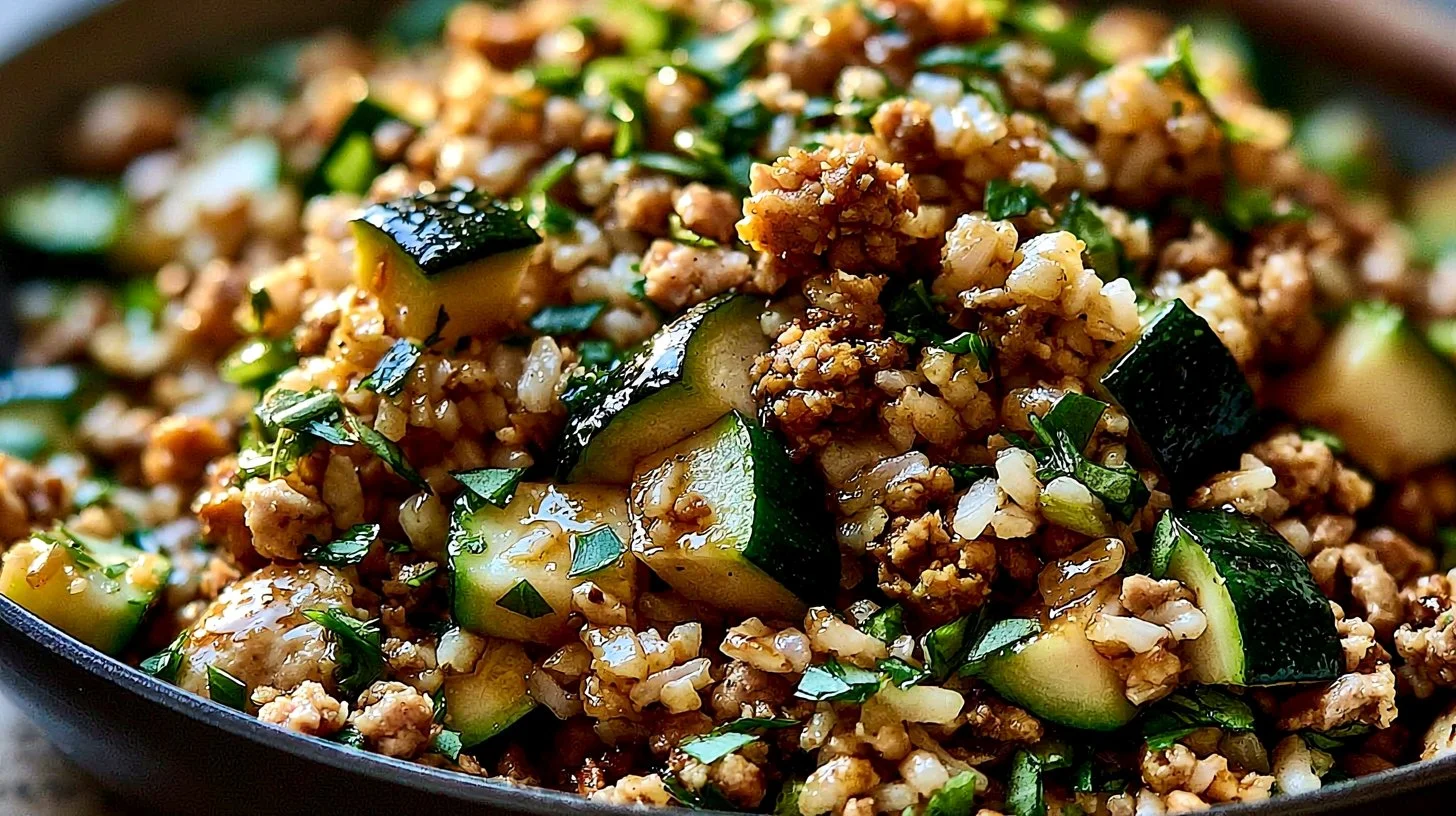 Ground Chicken Zucchini Rice Skillet