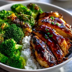 Honey garlic chicken bowls with colorful vegetables and rice