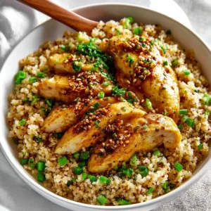 Honey Garlic Chicken served with quinoa for a healthy meal option