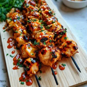 Honey Garlic Chicken Skewers grilled to perfection with a savory sweet glaze