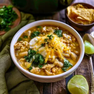 Bowl of creamy Instant Pot Broccoli Cheddar Chicken Soup with fresh herbs