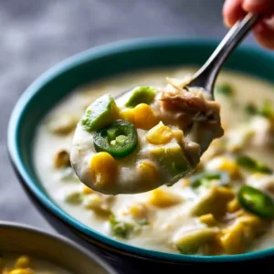Bowl of creamy Instant Pot white chicken chili with toppings