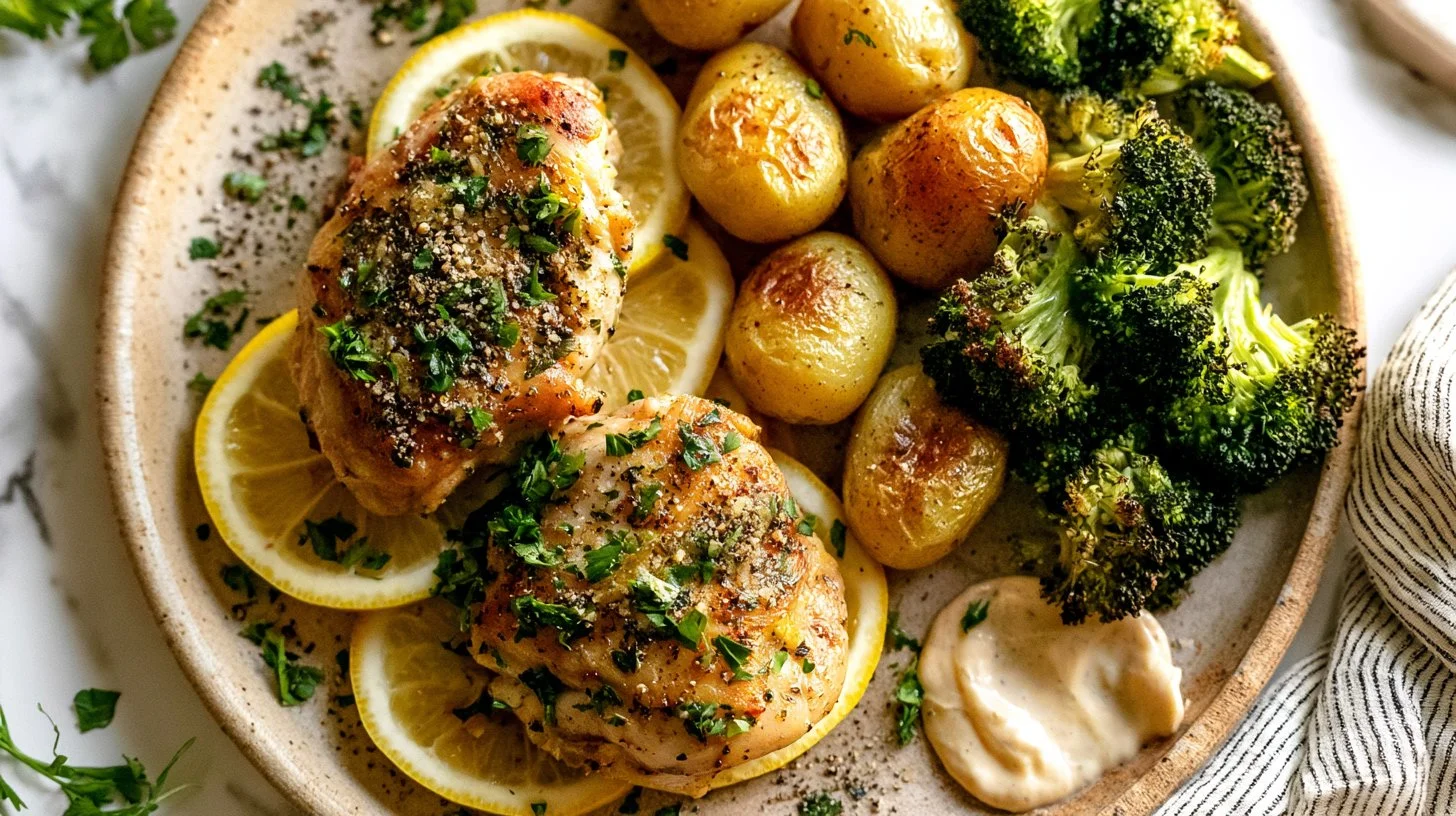 Lemon Garlic Chicken (Sheet Pan with Potatoes & Broccoli)